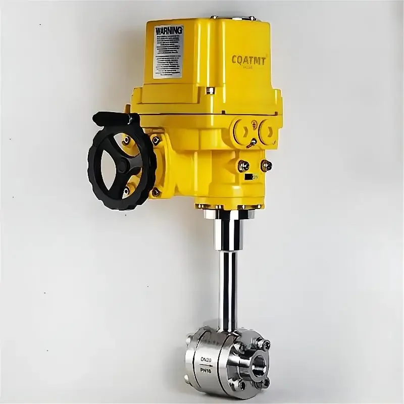 CQATMT liquid nitrogen LNG low-temperature valve -196 220VAC/DC electric regulating actuator control regulating valve