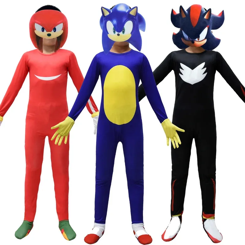 

Kids Blue Hog Hedge Cosplay Costumes Jumpsuits with Mask Gloves for Children's Birthday Suits Halloween Carnival Party Dress Up