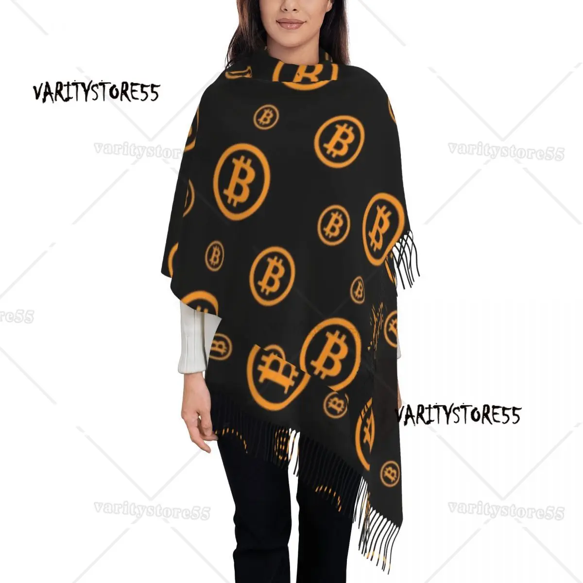 

Custom Printed Bitcoin Logo Pattern Scarf Women Men Winter Warm Scarves BTC Cryptocurrency Blockchain Shawl Wrap