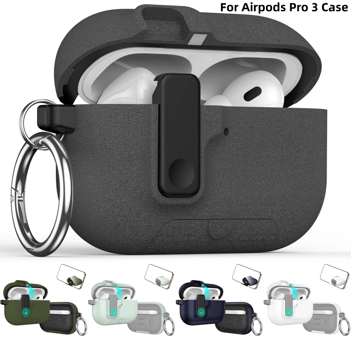 2025 for Airpods Pro 3 Protective Case Phone Stand Design with Cleaner Kit Magnetic Automatic Lock for Airpods Pro 3(Sand Stone)