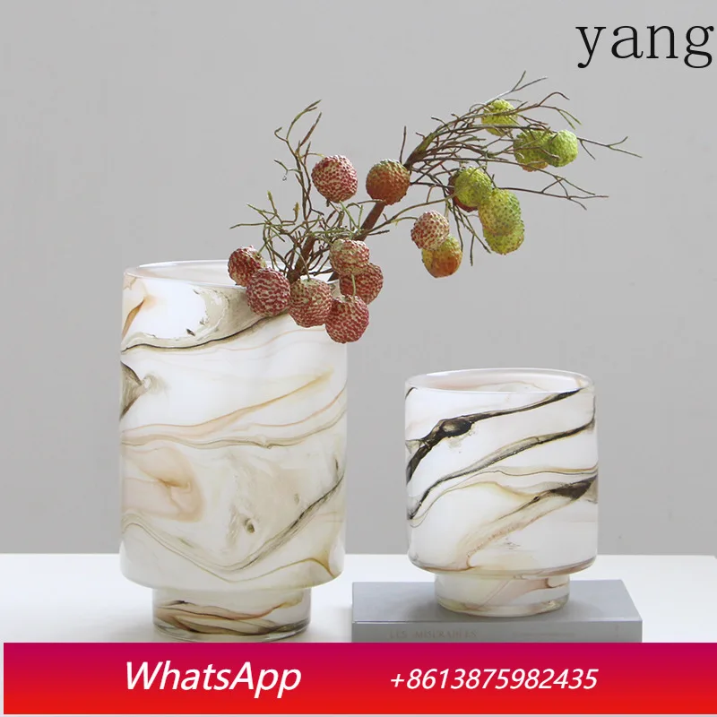

Creative marble texture glass vase desktop decoration flower arrangement hydroponic flower pot
