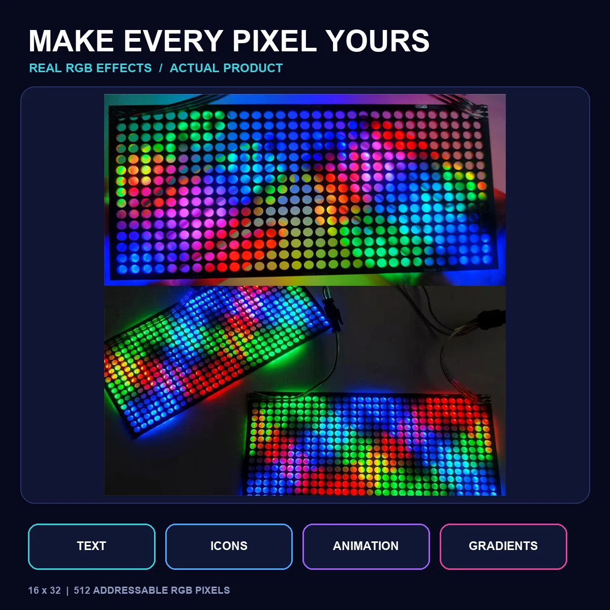 Ws2812 full color LED screen RGB color dot matrix 16 * 32 dot matrix SPI protocol 2020 small light beads