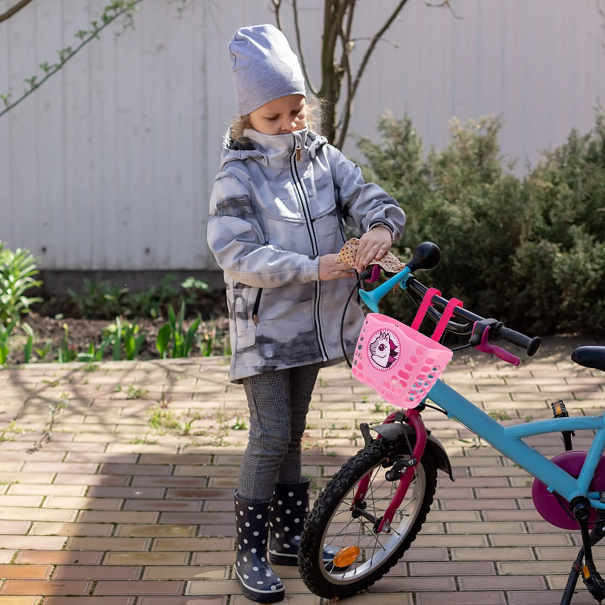 

Front Handlebar Basket Bicycle Blue Bike Accessories Children's Storage Trailer