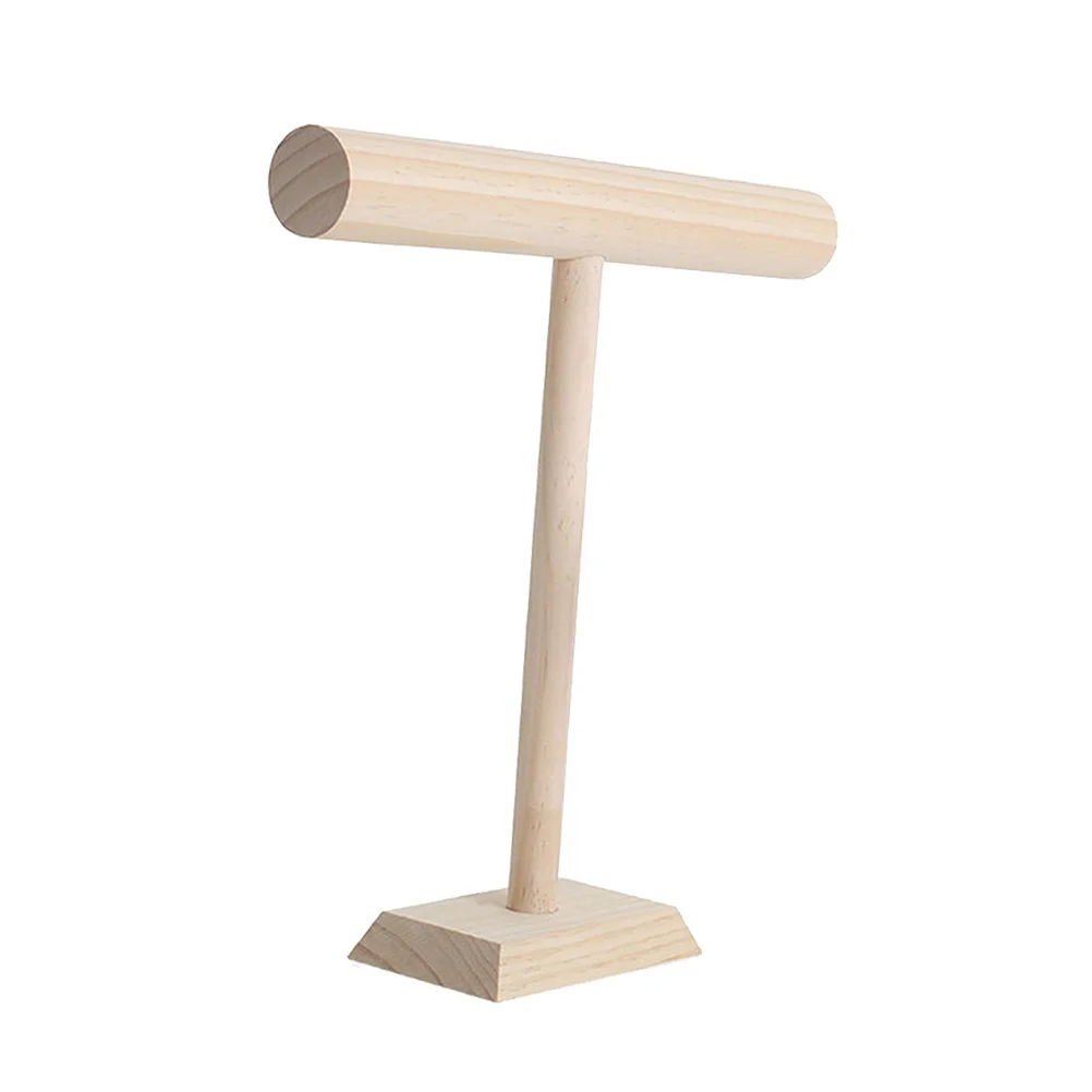 Wooden Jewelry Display Stand T-Shaped Bracelet Holder Necklace Storage Organizer Elegant Rack for Bracelets Bangles Chains