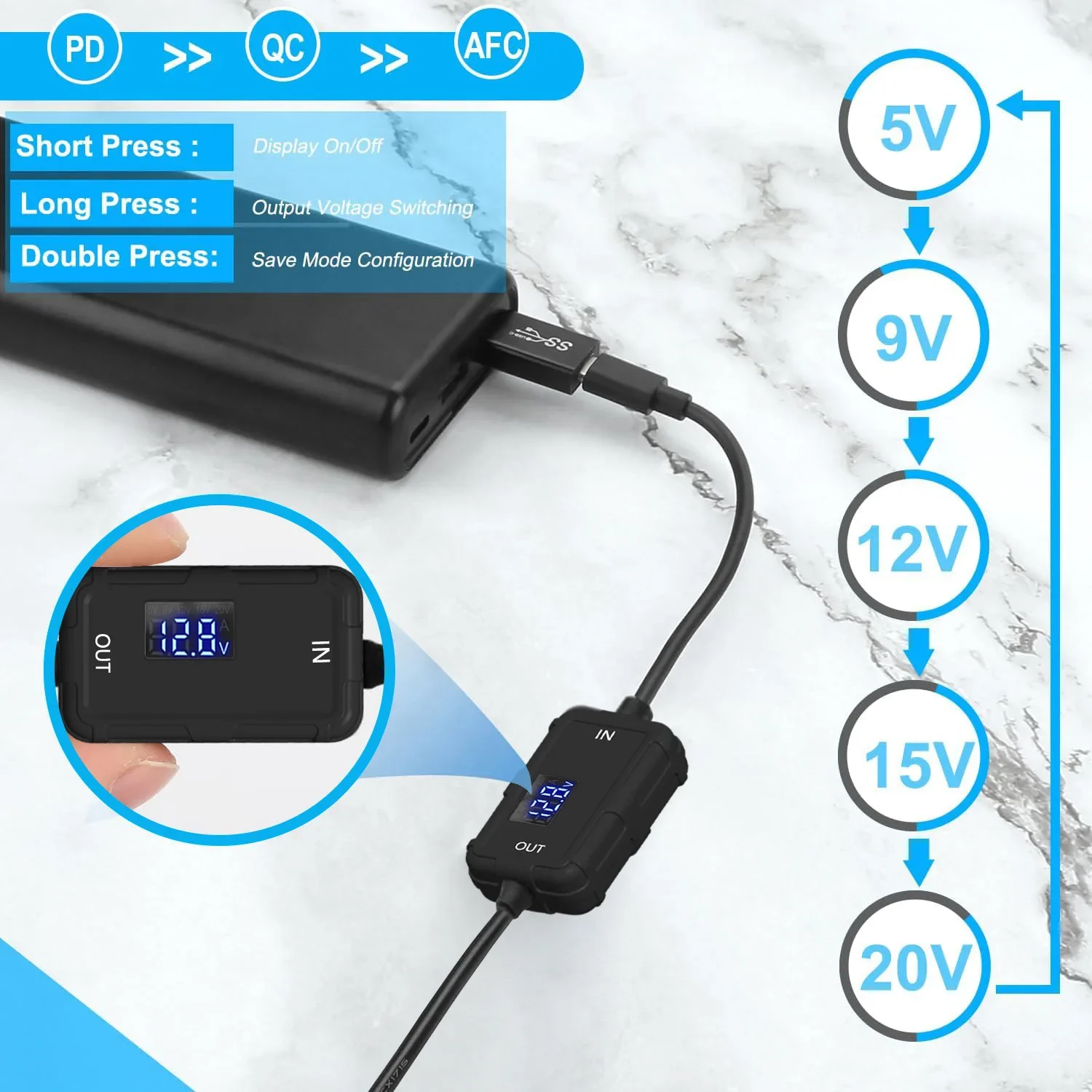 5V Typ-C auf 12V Zigarettenanzünder-Buchse USB-zu-Zigarettenanzünder-Adapter mit Spannungswandler Autozubehör – Detail 4