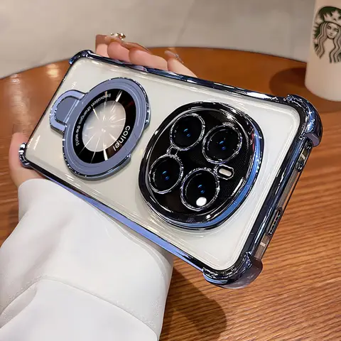 For Honor Magic 7 Lite 6 5 Lite X9C Case Magnetic Holder Luxury Plating Airbag Soft Silicone Transparent Shockproof Back Cover