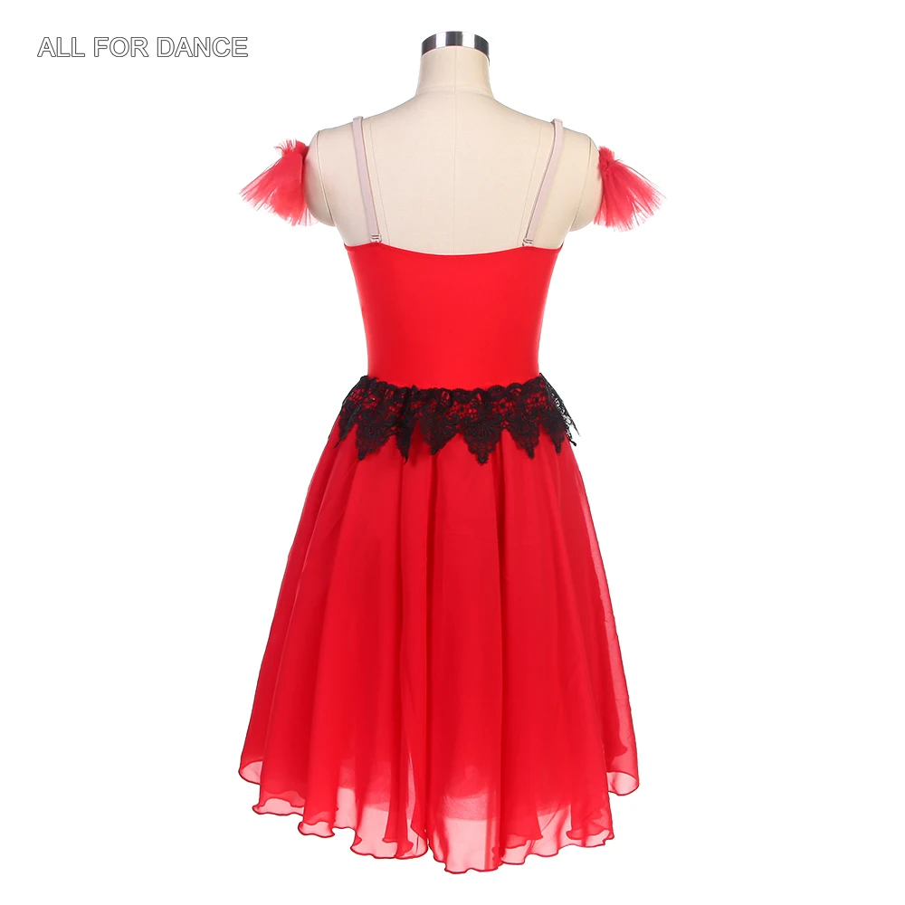 24033 New Ballet Costumes Red and Gold Trim Chiffon Romantic Long Ballet Tutus Girls and Women Stage Performance Tutu