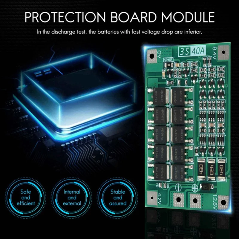 3S 40A Protection Board For Screwdriver 12V Li- 18650 BMS Battery Board With Balance-AT64
