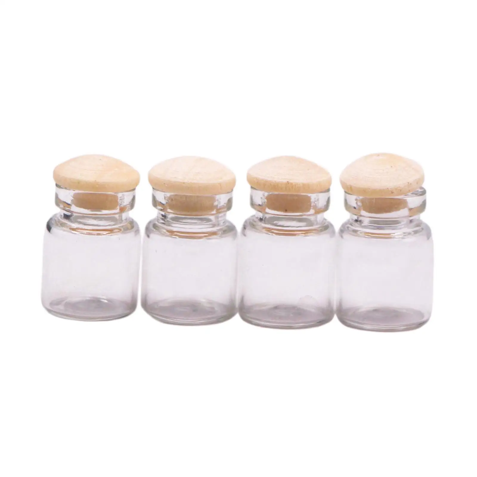 Dollhouse Miniature Glass Jars Openable Wood Lids for 1 12 Scale Dining Room Decor and Mini Kitchen Storage
