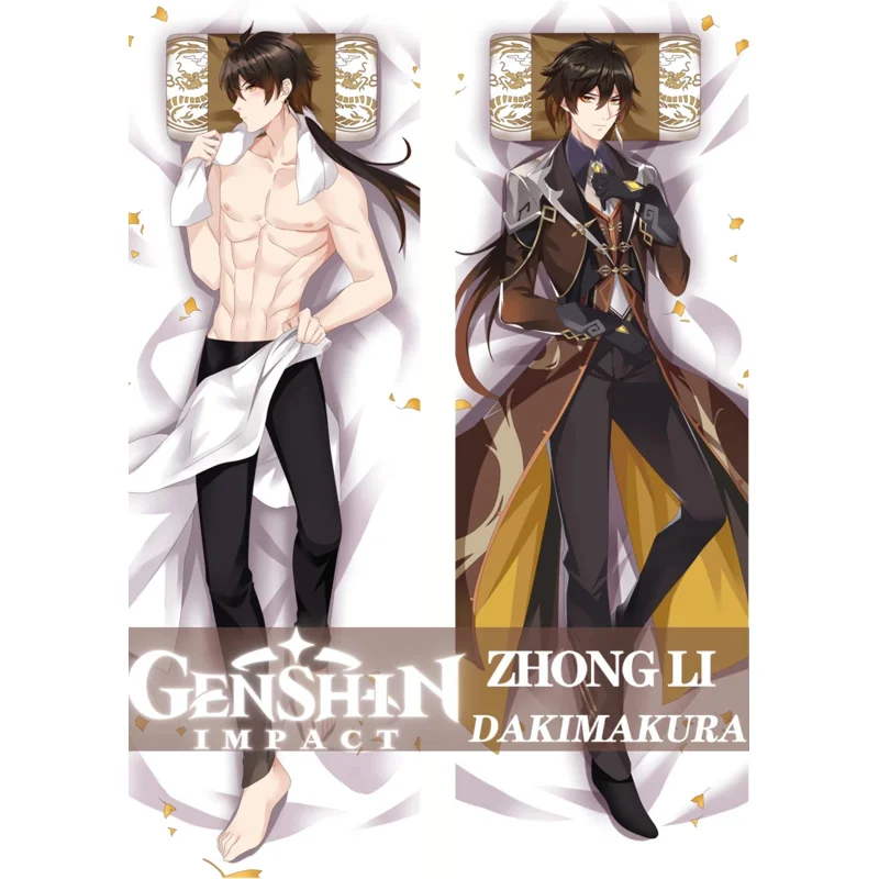 180 см облегающая наволочка Genshin impact Zhong Li dakimakura с мультяшным аниме, постельное белье, подушка, Милая женская наволочка