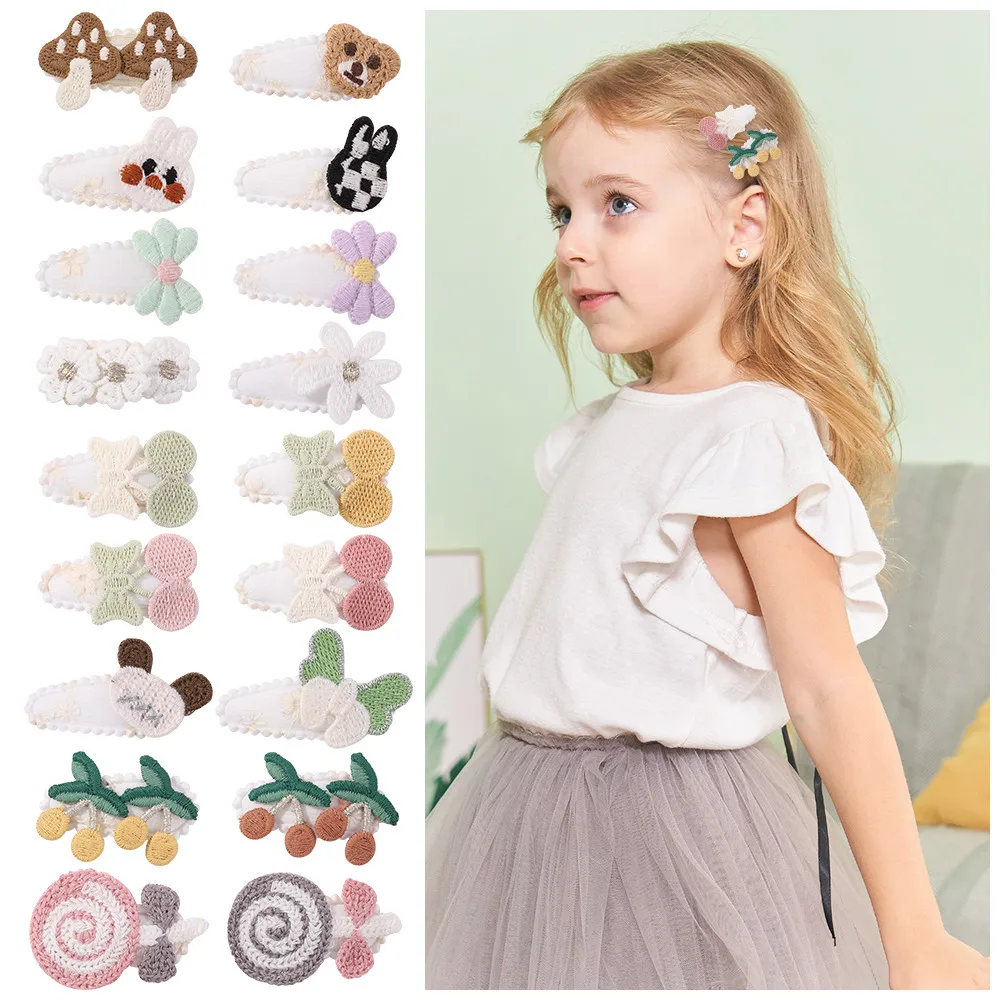 

50pcs Random Color New Fruit Candy Cherry Knitted Hair Clip for Children's Hair Accessories Cute BB Clip