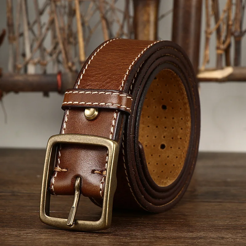 

Personalized genuine leather hollow men's pin buckle belt casual all-match jeans belt men's trendy