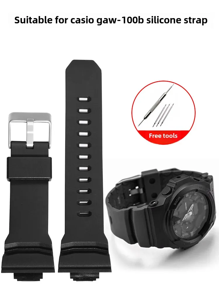 

Silicone watch strap suitable for Casio GAW-100A GA-150 200 201 GAS-100 resin silicone strap
