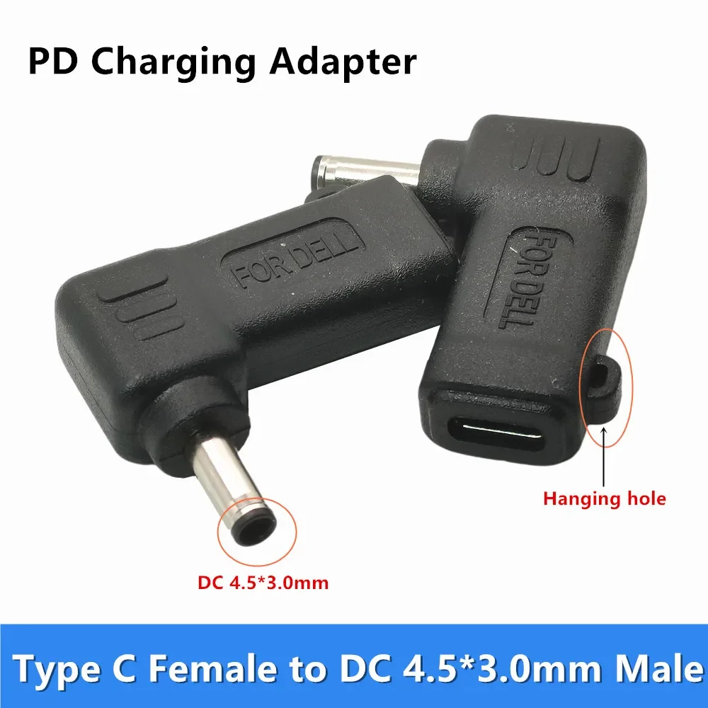 USB C Female PD Charge Input to 4.5x3.0mm Male Slim Tip Converter Adapter for Dell Vostro 3459 3559 for XPS 12 13 15 18