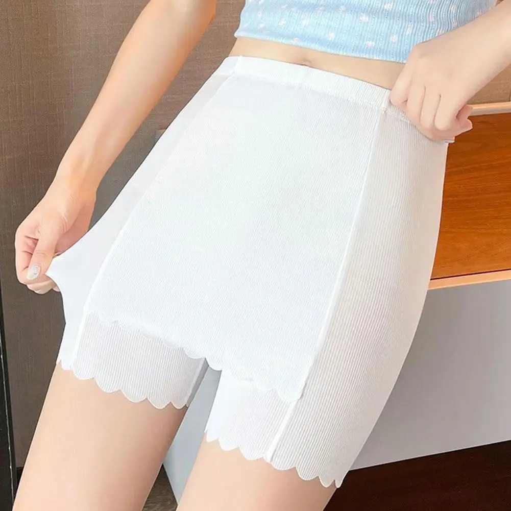 Ice Silk Double Layer Safety Pants Invisible Under Silk Shorts Anti-chafing Skirt Front Ice Anti-slip Safety Shorts Crotch O2p5