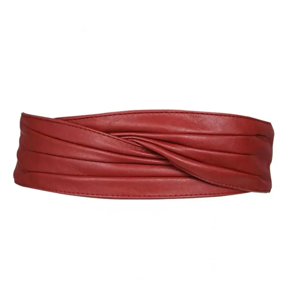 Sweet Elastic Wide Waist Belt Elegant PU Leather Women Waistband Soft Adjustable Dress Decoration Belts Party Decoration