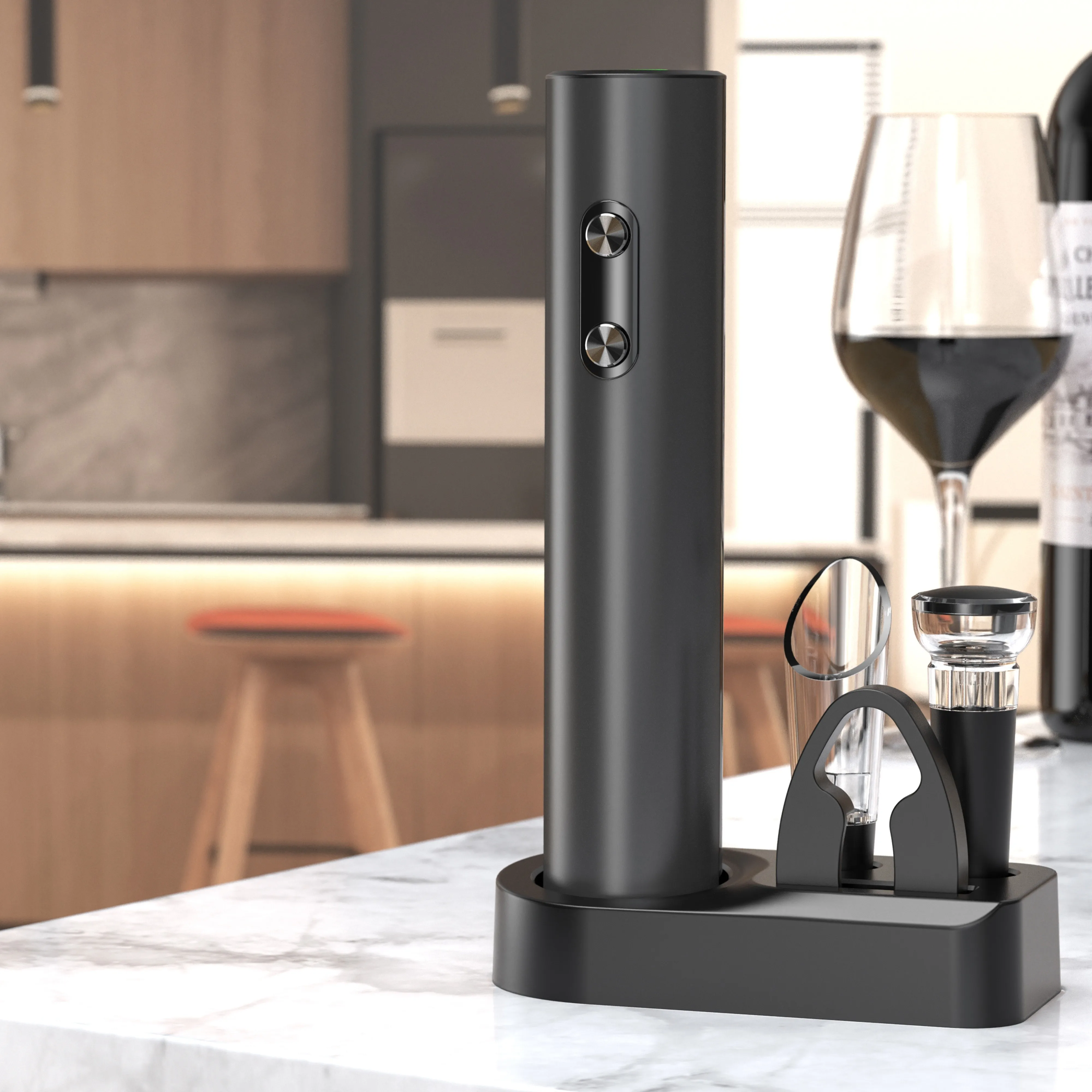 Electric Wine Opener Set  Automatic Corkscrew Wine Bottle Opener With Vacuum Stopper And Pourer Battery Operated Wine Accessorie