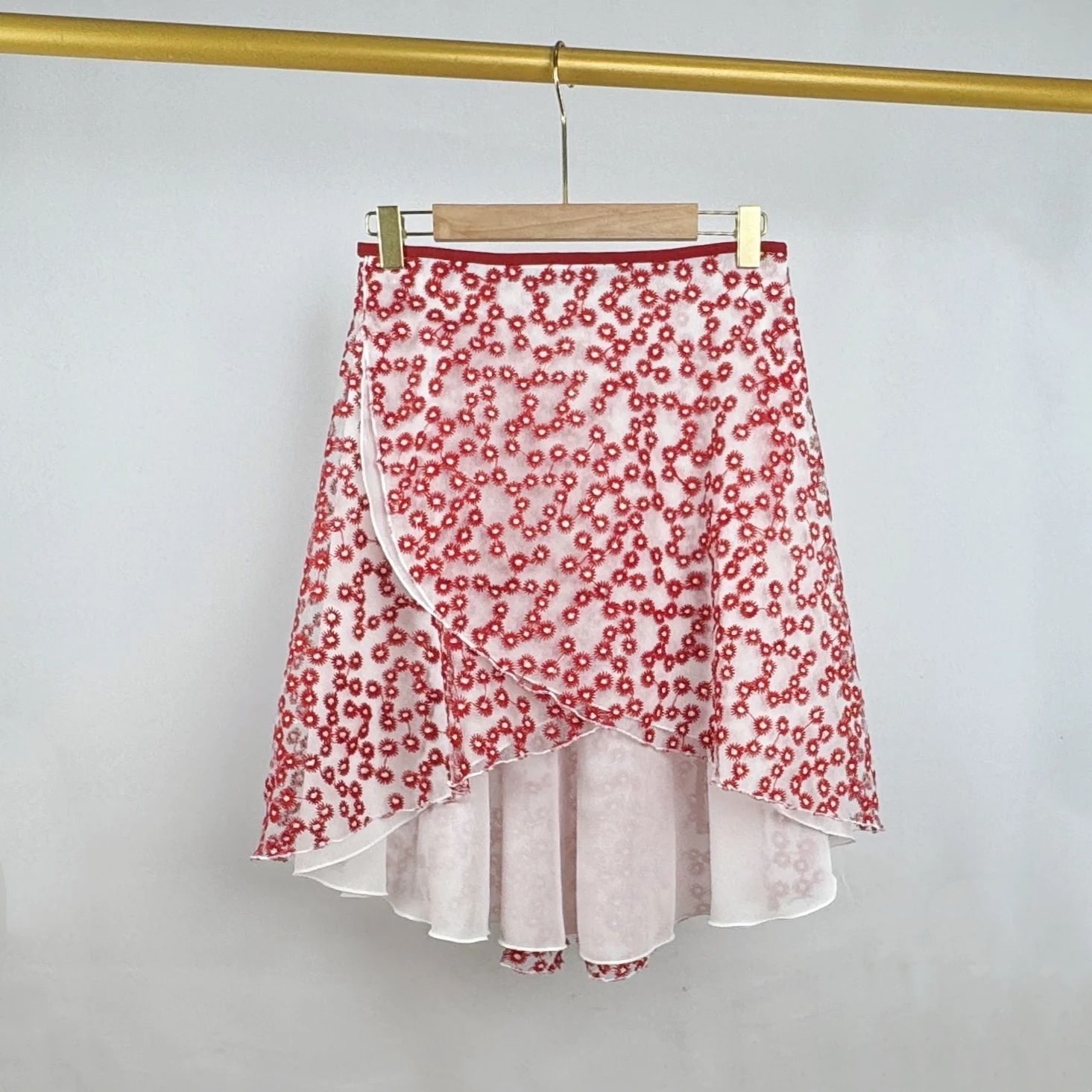 customized women's adult ballet dress costume double-layer daisy embroidery one-piece lace up dance training performance skirt