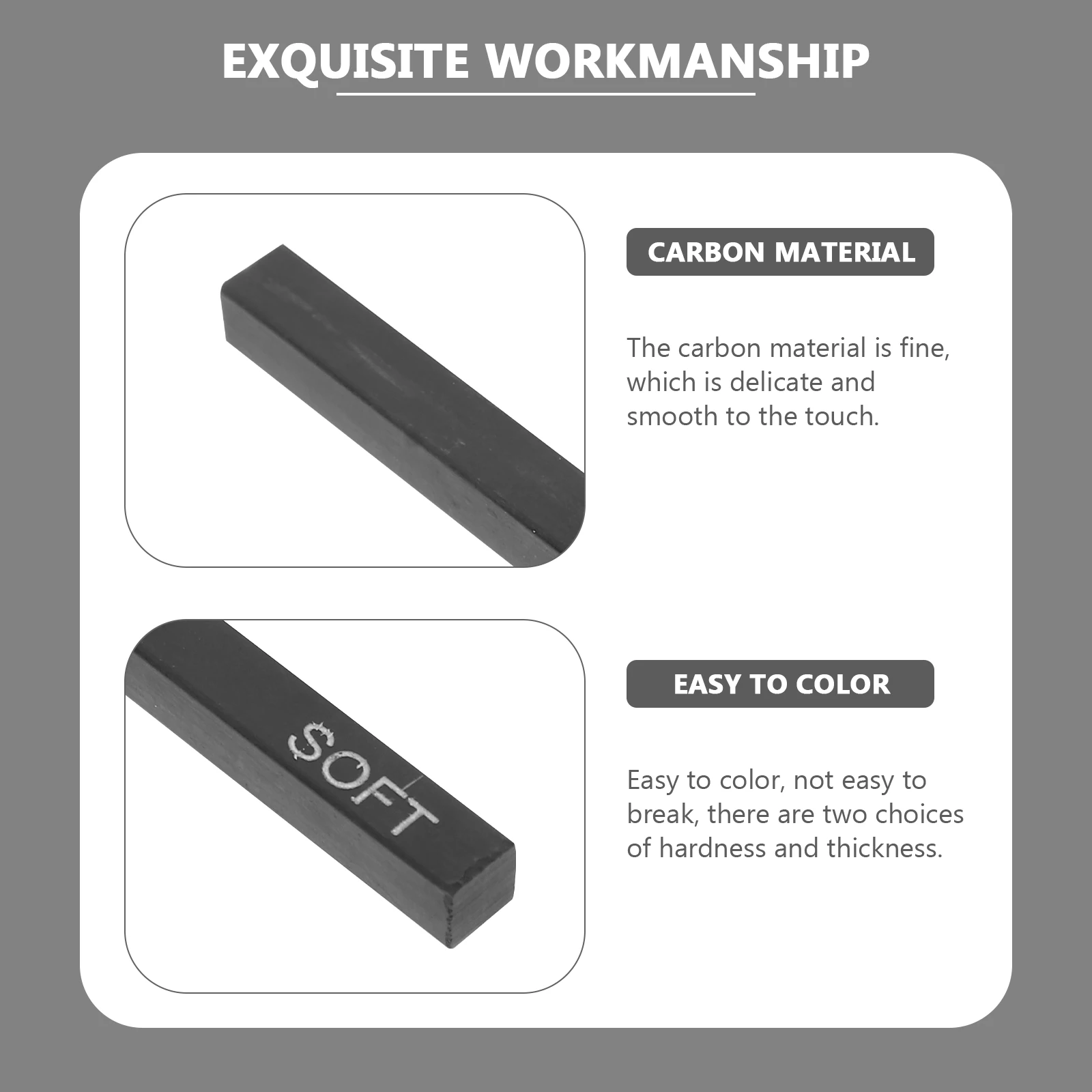 

6Pcs Charcoal Sticks Compressed Charcoal Rods Broad Strokes Detailed Work Sketching Supplies Art Instruments
