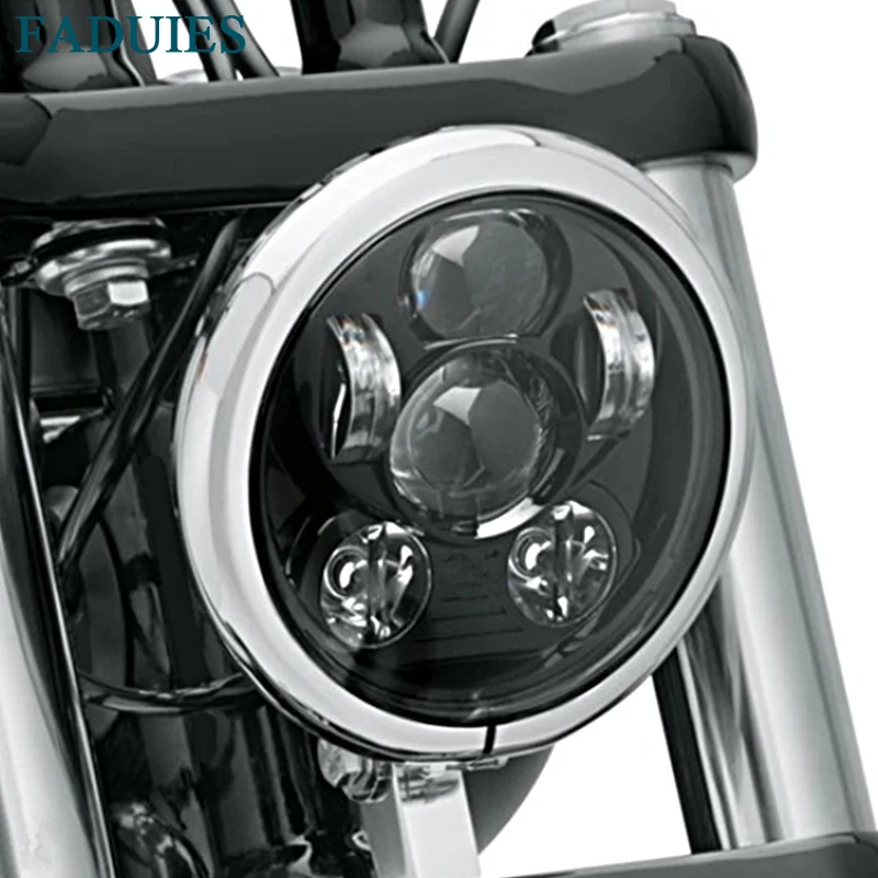 Black 5-3/4 inch 5.75 LED headlights high and low For Harley Sportster XL 883 1200 Dyna