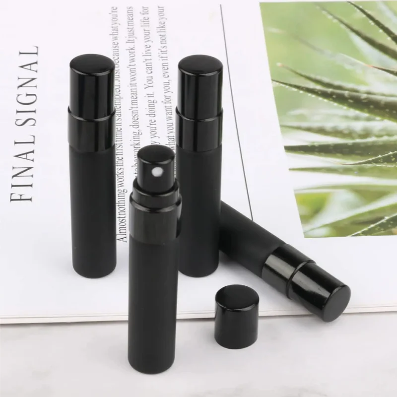 5/50/100PCS 5ml 10ml Black Perfume Bottle Perfume Glass Bottle Travel Cosmetic Tool Empty Cosmetics Bottle Sample Test Tube