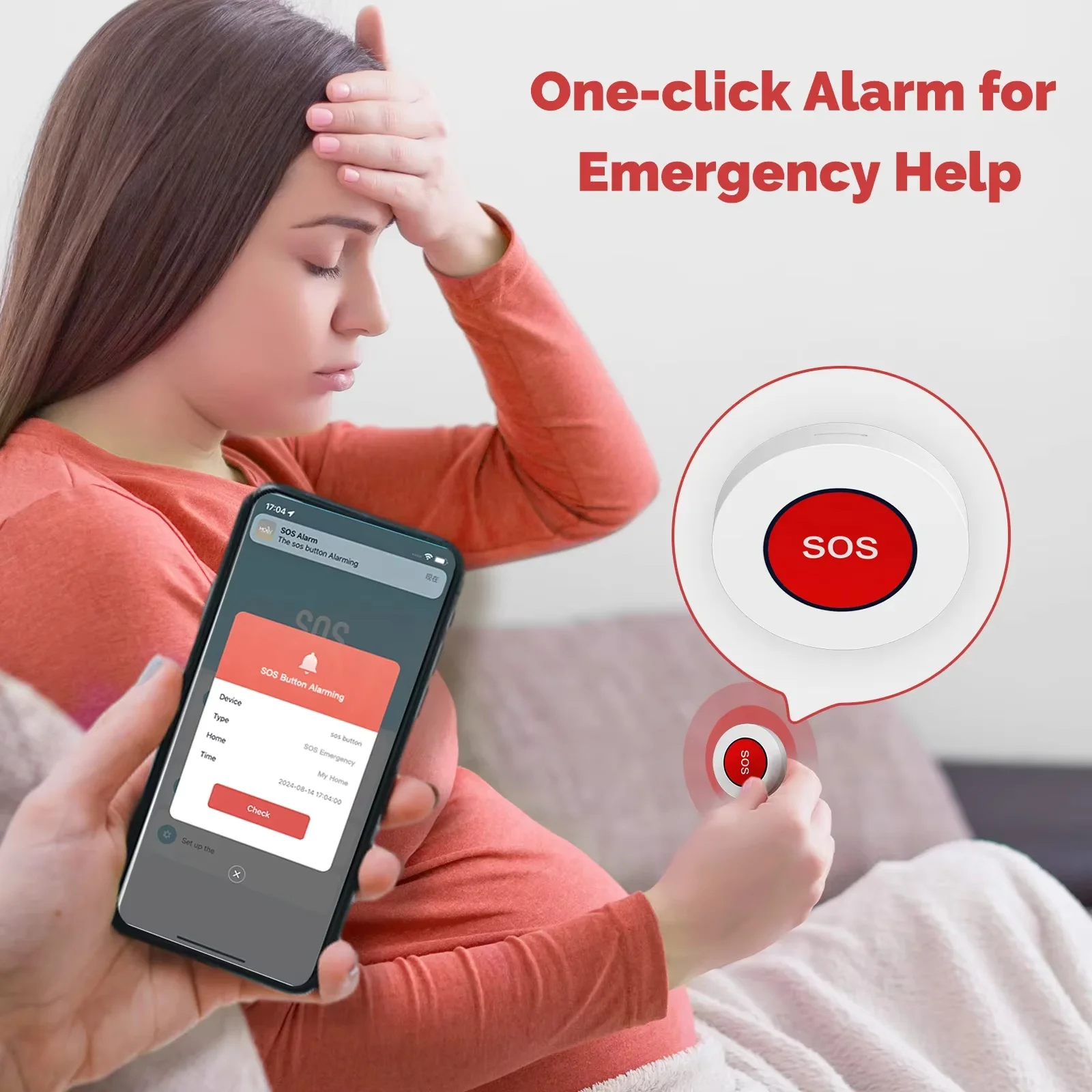 MOES Tuya ZigBee SOS Button-1 Click Emergency Alarm For Elderly Kids APP Alert Home Hospital Safety