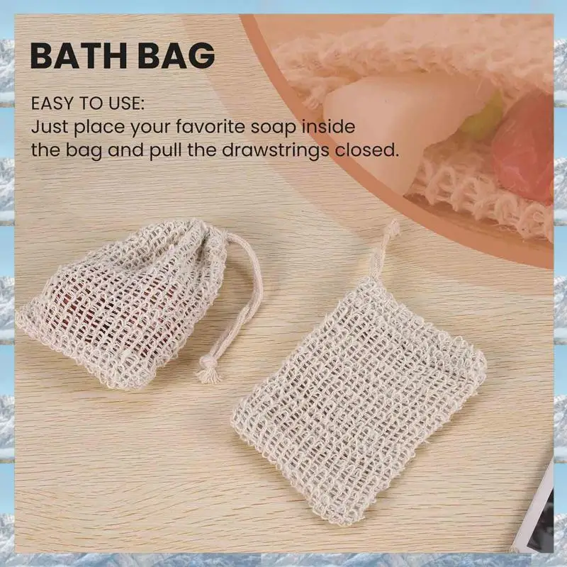 

2025 Hot Style Shower Bath Sisal Soap Bag Natural Sisal Soap Bag Exfoliating Soap Saver Pouch Holder 50Pcs