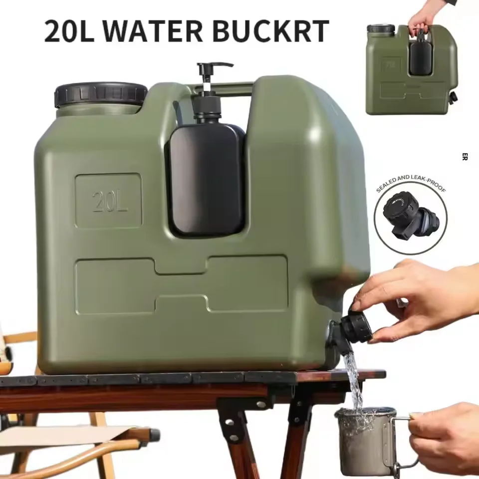 15/20L Water Bucket Large Capacity Portable Camp Water Bag With Faucet &Soap Dispenser Car Water Tank for Outdoor Camping Hiking