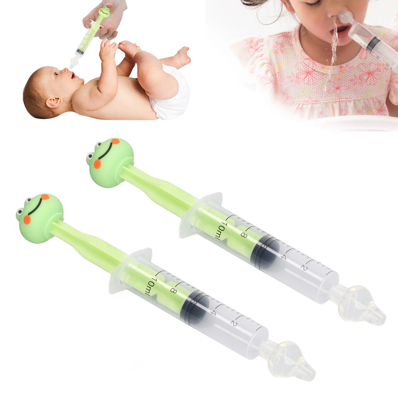 

2pcs Baby Nasal Irrigator Cartoon Shaped Syringe Type Silicone Infant Nose Cleaner Rinsing Device