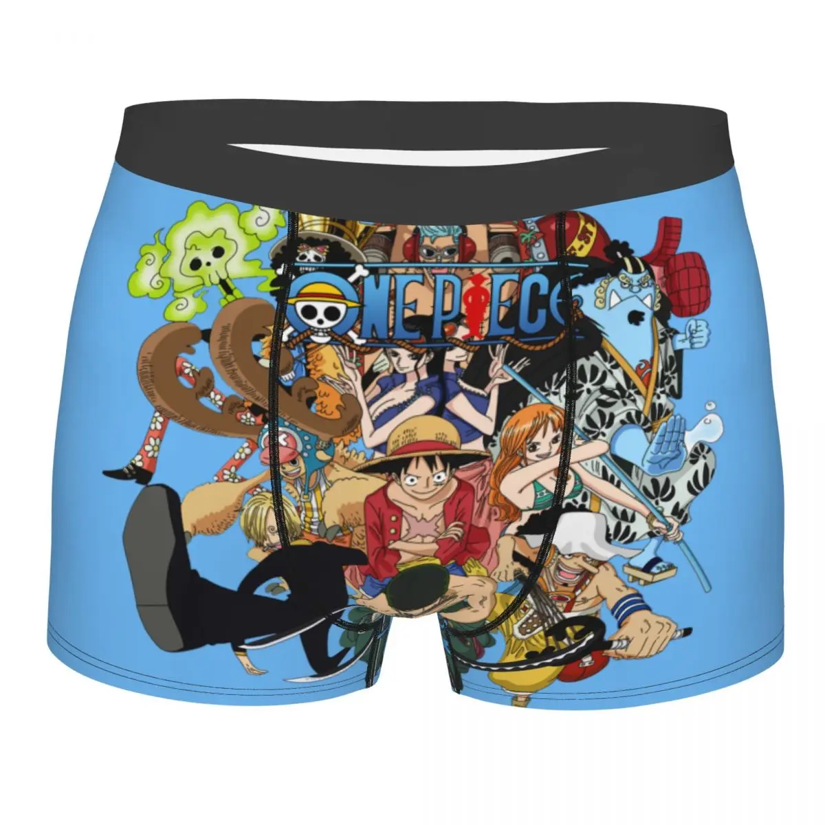 Best One Collage Collection Poster Man\'s Boxer Briefs Luffy Highly Breathable Underpants Top Quality Print Shorts Birthday Gifts