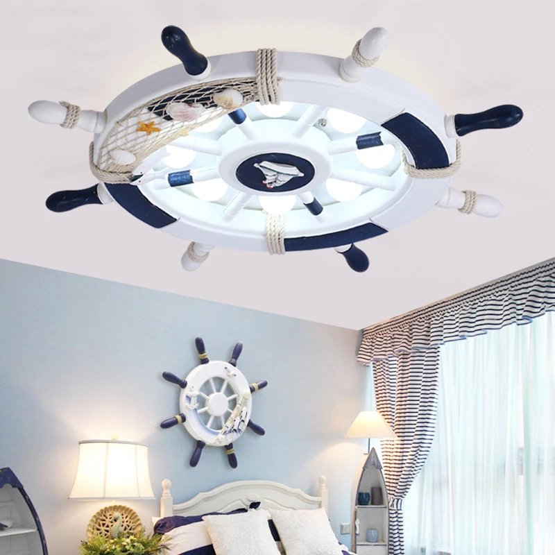 Sea Ocean Boat Rudder Girls Boys Kids Ceiling Light Lamp Children Room Ceiling Light For Kids Room Bedroom Nursery Led Lighting