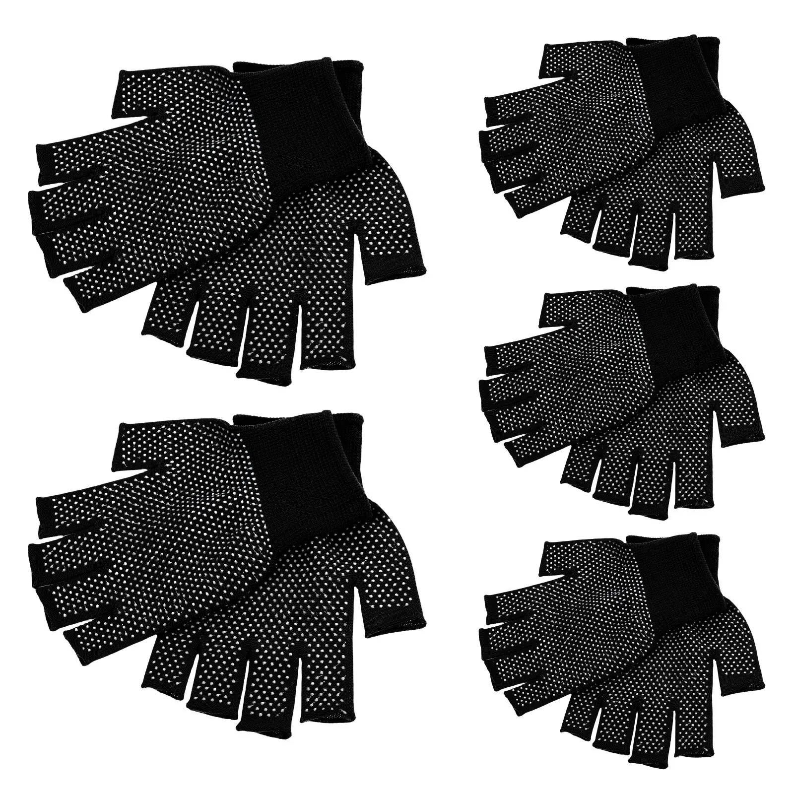

5Pairs Anti-Slip Fingerless Work Gloves Polyester PVC Breathable Warm Winter Gloves for Men Women DIY Repair Assembly