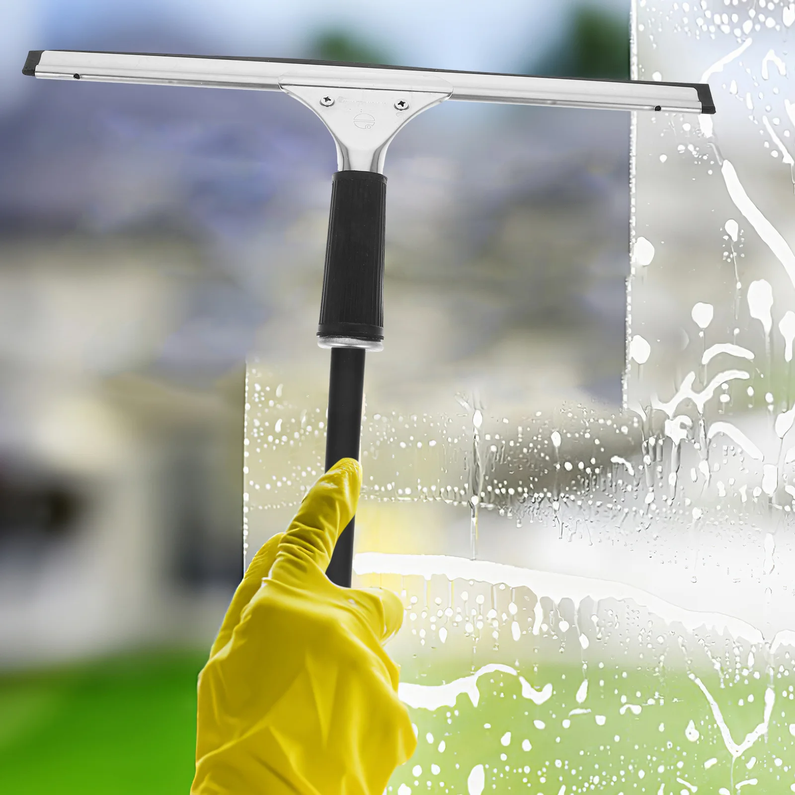 

Glass Scraper Window Washing Squeegee High Absorption Fiber Cloth Detachable Design For Tough Dirt Removal Cleaning Tool