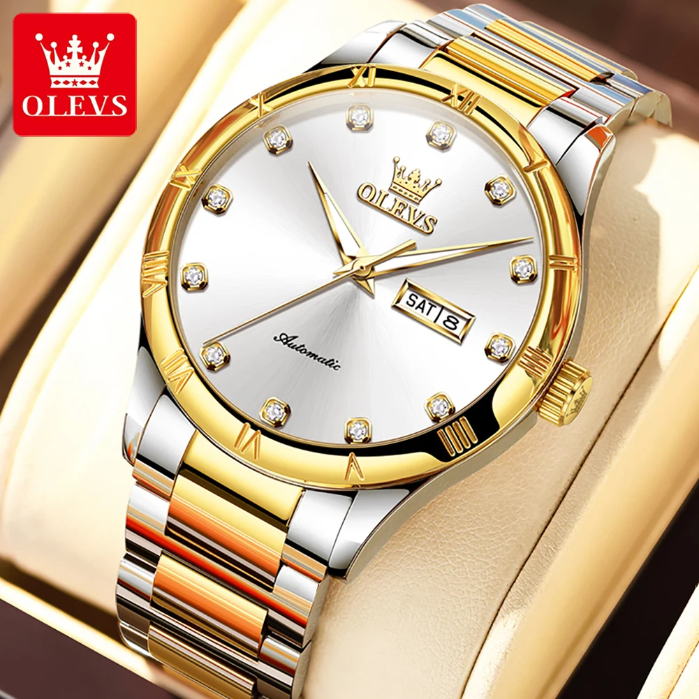 

OLEVS Original Automatic Watch for Men Business Leisure High Quality Stainless steel Mechanical Male Wristwatches 2024 NEW