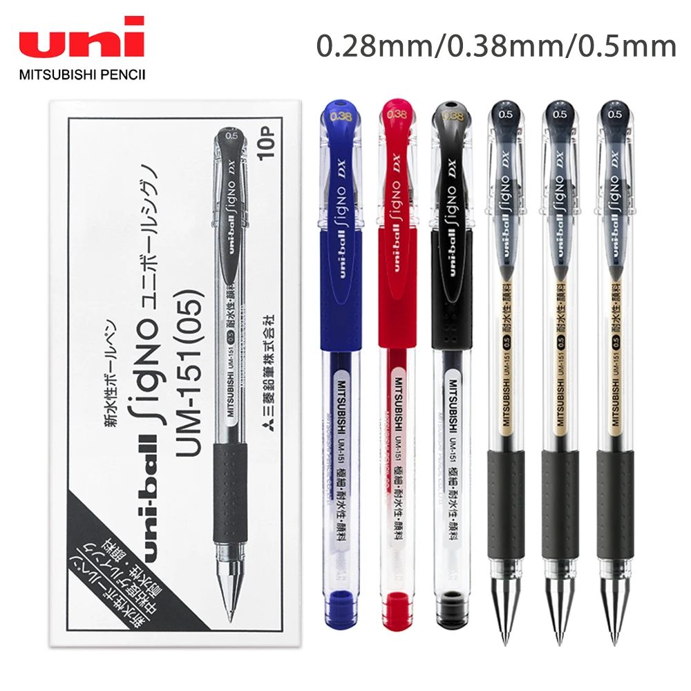 10pcs Mitsubishi Uni Gel Pen UM-151 High Capacity Quick Drying 0.38mm Business Office Ballpoint Pen School Supplies Statione