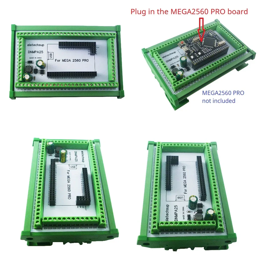 DNMPA25 3.96mm Mount Screw Terminal Block Adapter Module DC-DC 5V 2A MEGA2560 PRO DIN Rail Expansion Board Converter for Arduino