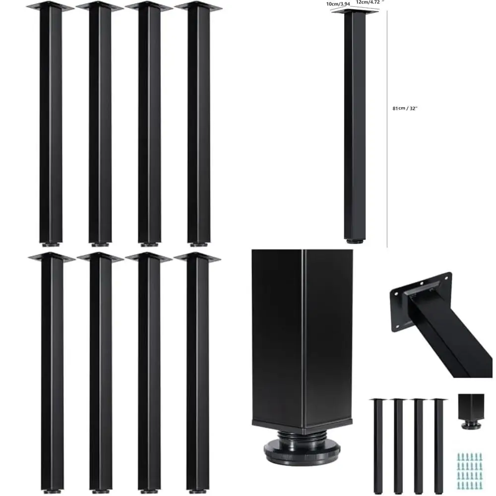 

Регулируемые 32-дюймовые квадратные мебельные ножки для проектов DIY, идеально подходят для компьютерных столов, журналов и обеденных столов, черный набор