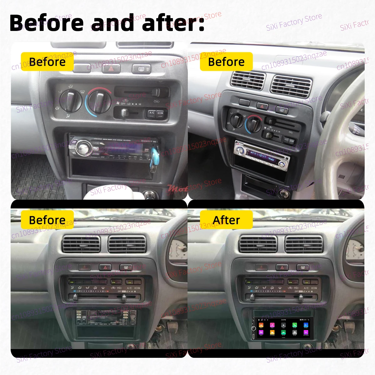 6.86 "شاشة ستيريو لتويوتا ستارليت 1996-1999 Carplay أندرويد السيارات أندرويد سيارة الوسائط المتعددة 1 الدين راديو رئيس وحدة BT الملاحة #2