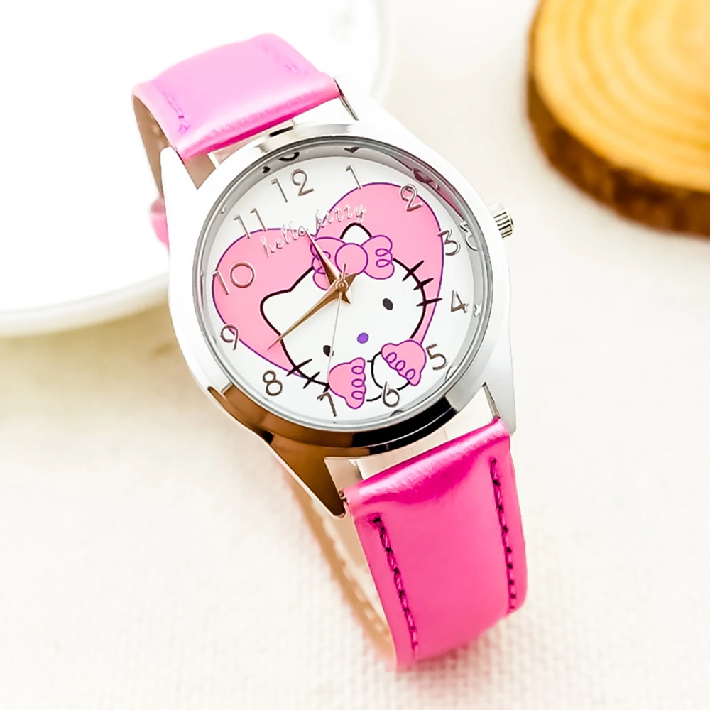 Hello Kitty Girls Kids Watch Cute Casual Waterproof Sanrio Cartoon Quartz Watches Fashion WristWatch Gifts for Children Women