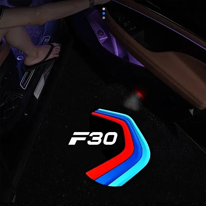 2PCS LED Car Door Welcome Courtesy Lights Ghost Shadow Projector Lamp for BMW 3 Series F30 Logo 2012‑2019 Emblem Accessories