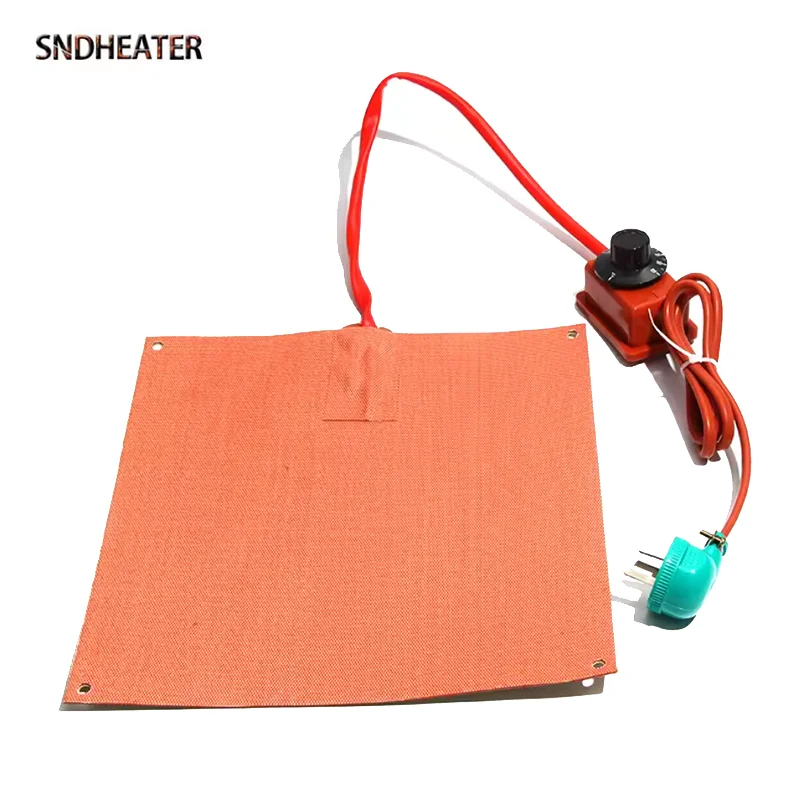 SNDHEATER 12V 24V 48V 110V 220V Silicon Coated Square Fast Heating Pad 20/30/50/80/100W with 150C Thermostat Knob for Water Tank