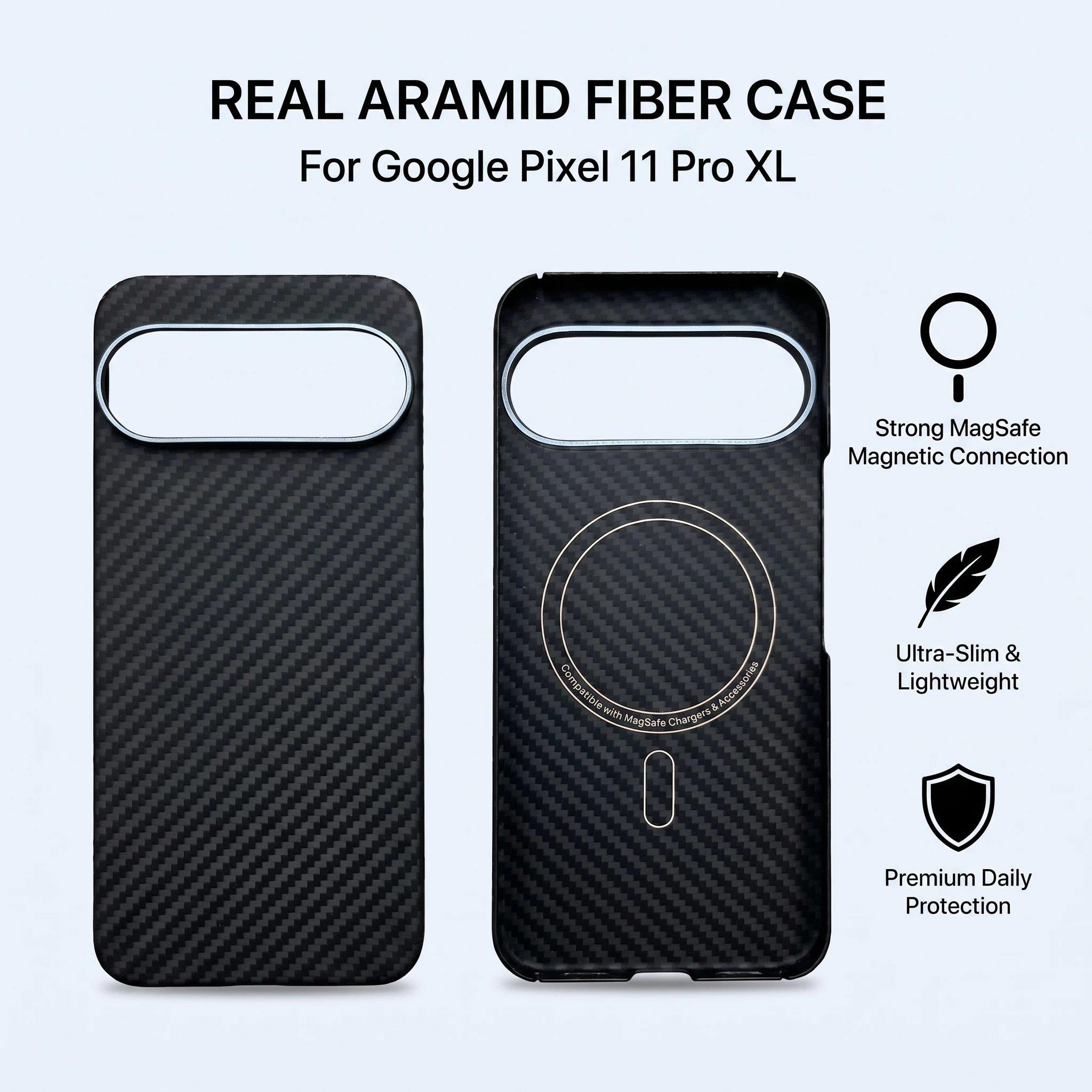 For Google Pixel 11 Pro Case 600D Magnetic Ultra Thin Pixel 11 Pro Aramid Case for Pixel 11 Pro XL Slim Wireless Charge Cover
