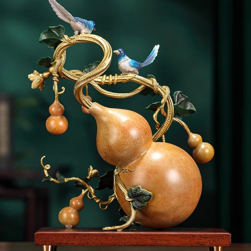 

Brass gourd ornament Chinese home living room office collection decoration housewarming gift