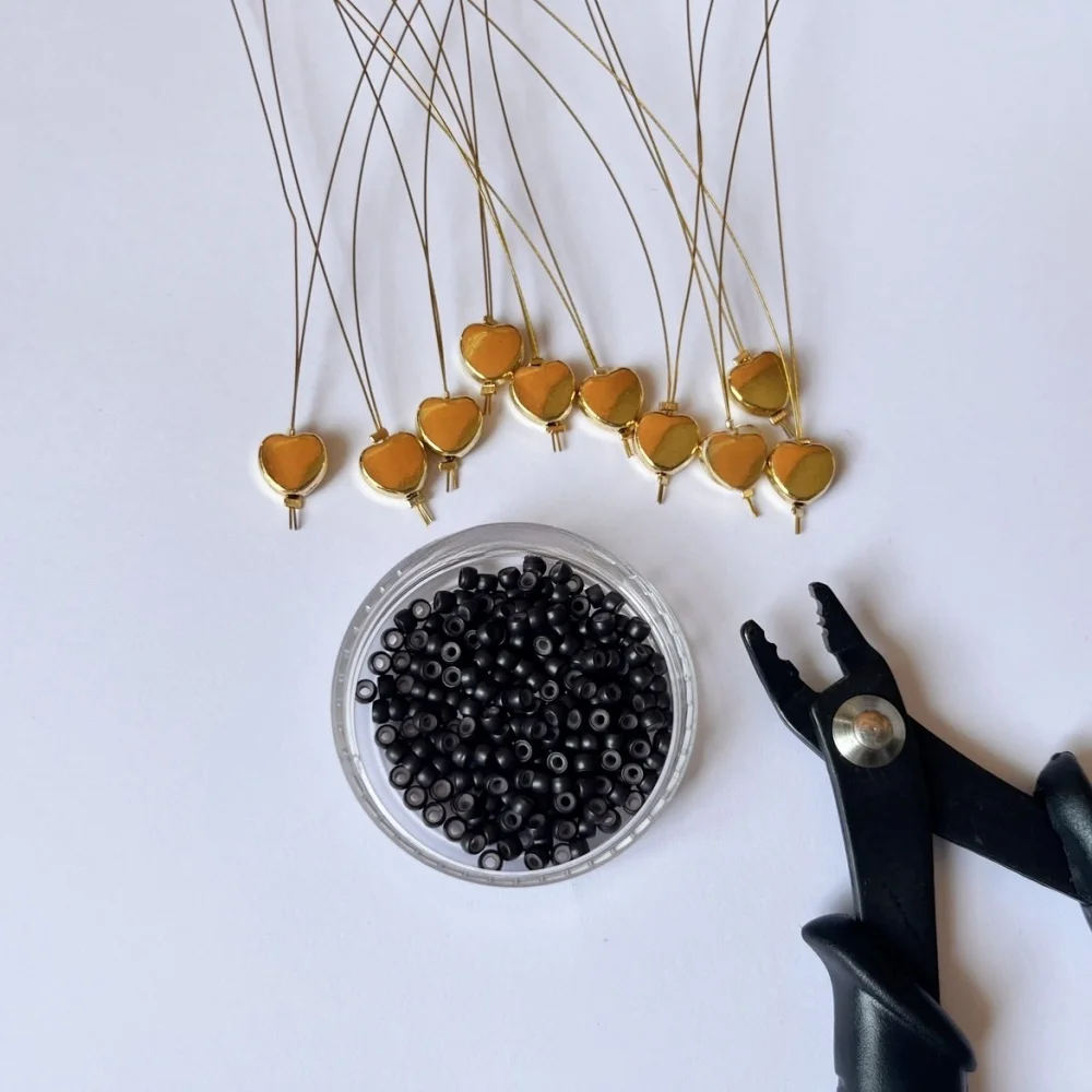 

10 шт. игольчатый нитевдеватель для наращивания волос, инструменты для микрозвенья, инструмент для вытягивания проволоки для силиконовых колец, бусин и волос