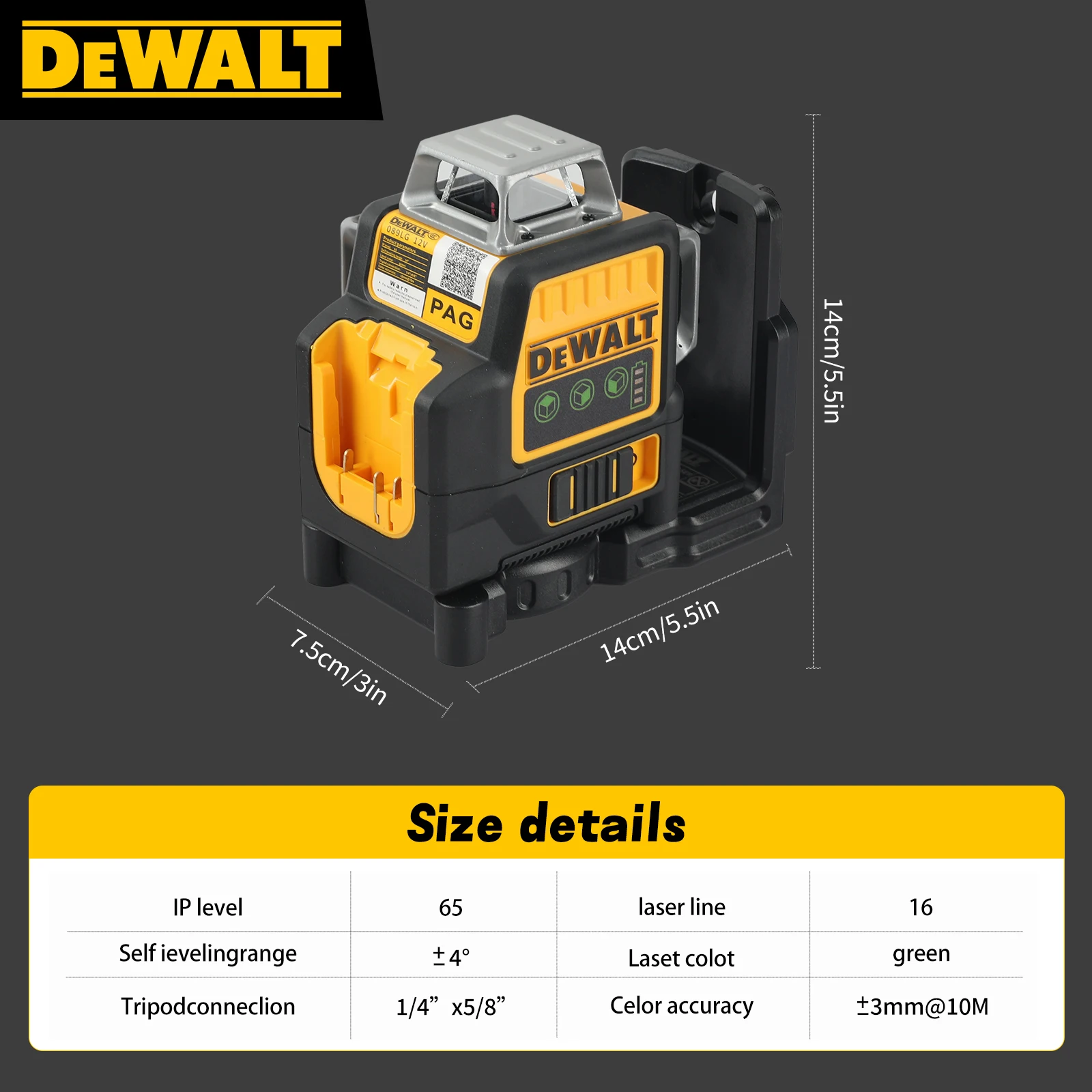 2026 DEWALT DW089LG 12 Lines Laser Level 360 Self-Leveling Laser Level