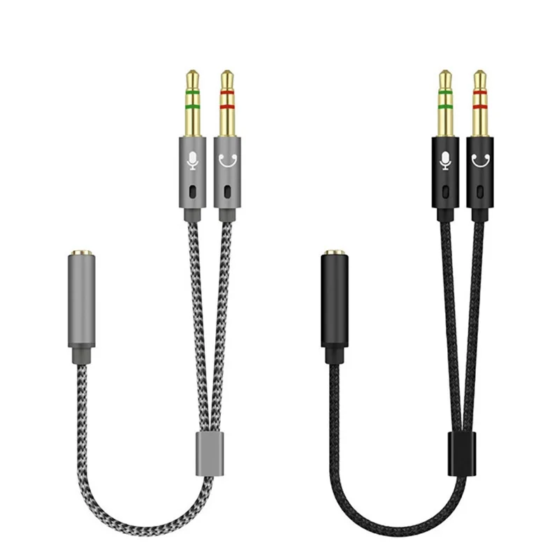 Headphone Y Splitter 3.5mm 1 Female To 2 Male 3.5mm Mic Audio Headphone Y Splitter Cable Headset To PC Adapter AUX Cable
