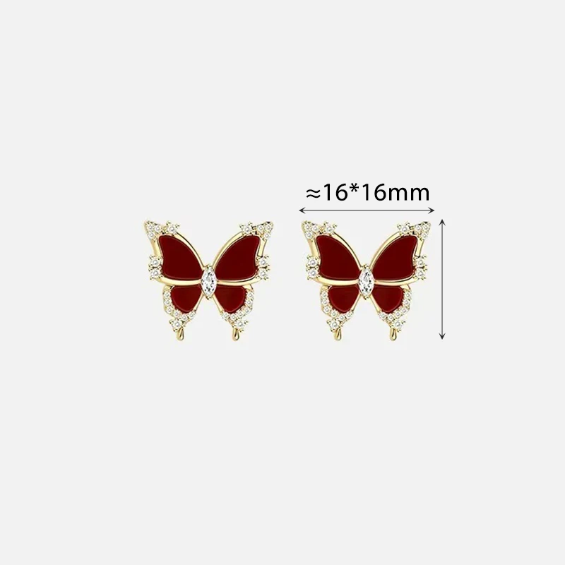 Silver Color Butterfly Zircon Personality Stud Earrings for Elegant Women Exquisite Fashion Jewelry Accessories