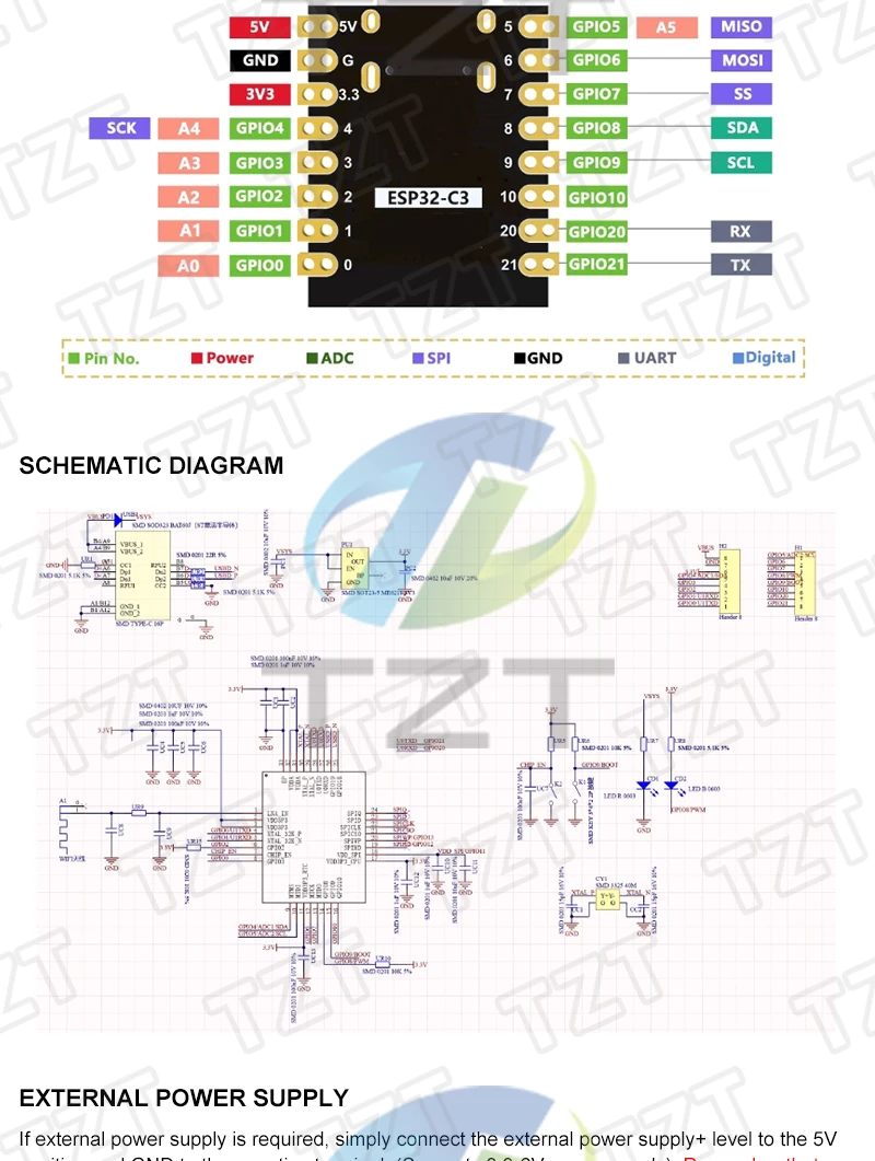 ESP32-C3-Zero ESP32-S3-Zero ESP32-C6 ESP32-H2 ESP32 SuperMini WiFi + Bluetooth ESP32 Entwicklungsboard ESP32 C3 S3 Erweiterungsplatine – Detail 8