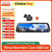 70mai S500 Rearview Dash Cam 9.35'' Touch Screen 3K Super Capacitor Dual-Channel HDR Voice Control 24H Parking Surveillance
