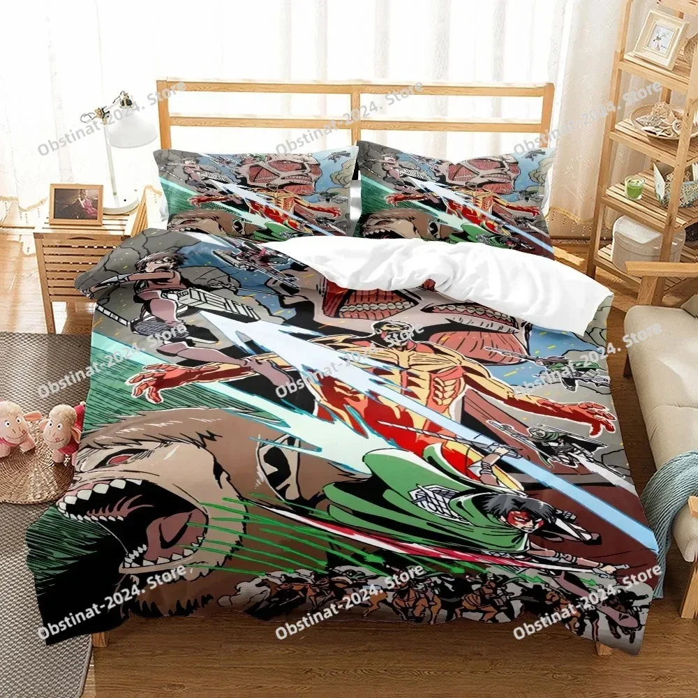 2023 New Titan Attack Printed Bed Set Duvet Cover Pillowcase Bedding Set Bed Linen Sheet Quilt Cover Full Queen King Size